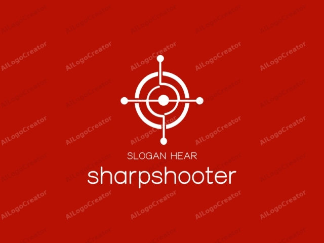 This is a digital logo image with a minimalist design. It features a white geometric symbol centered against a solid red background. The white symbol is composed of interconnected circular and linear elements. At the center of the logo, there is a small circular dot