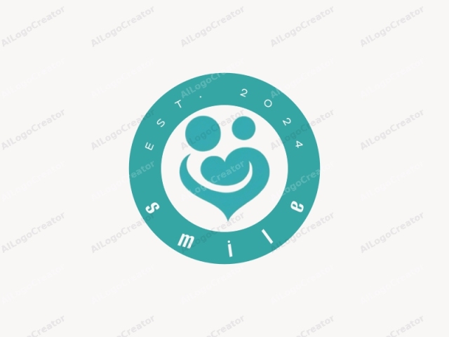 This is a minimalist logo in a flat design style. The logo features two main elements: a large, circular shape and a smaller, oval shape. Both are filled with a teal-green color. The larger circular shape is positioned at the top center