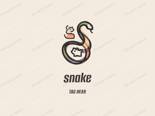 a stylized snake with a pig inside. The image is a digital drawing featuring a snake coiled around a pig, with a minimalist and modern design. The snake's body is depicted in smooth, curvy lines, showcasing a gradient color scheme