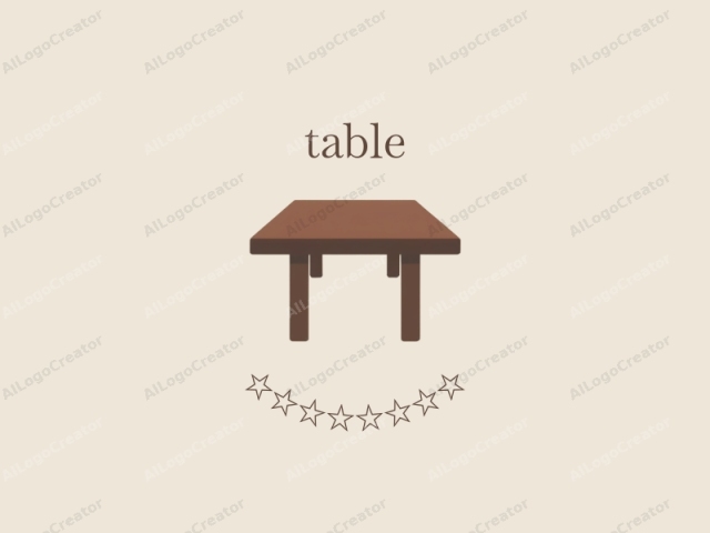 This image is a simple, flat-style illustration depicting a rectangular wooden table. The table is oriented centrally and occupies the majority of the image. It has a dark brown surface with a clean, smooth texture, and the legs are also dark brown.