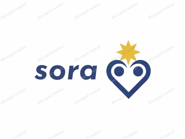 Esta imagen es un logo creado digitalmente que presenta un diseño simplificado y abstracto centrado en un fondo blanco. La forma principal es un corazón estilizado de color azul, delineado con un borde grueso y blanco, y que contiene dos pequeños círculos azules cerca de su parte superior.