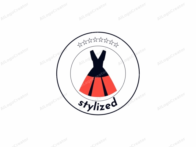 en un estilo de diseño digital moderno. Este es un gráfico vectorial minimalista que representa un vestido. El vestido se representa sobre un fondo blanco liso, con sus características principales claramente definidas. El vestido tiene un escote en V y un cuerpo ajustado. La parte superior