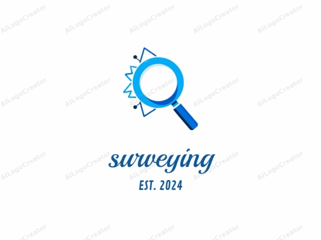 This is a digital logo featuring a stylized magnifying glass. The magnifying glass is the primary subject and occupies the center of the image. It is depicted in a modern, flat design style with clean lines and bold colors. The glass portion