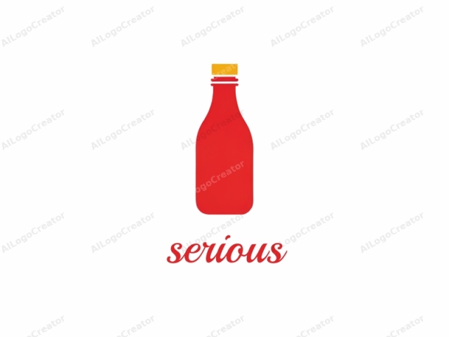 Este es un diseño de logotipo minimalista que presenta una representación simplificada de una botella. La botella se muestra en un color rojo brillante, ocupando la parte central de la imagen. El diseño tiene un contorno suave y limpio sin detalles intrincados, lo que le da un aspecto moderno.