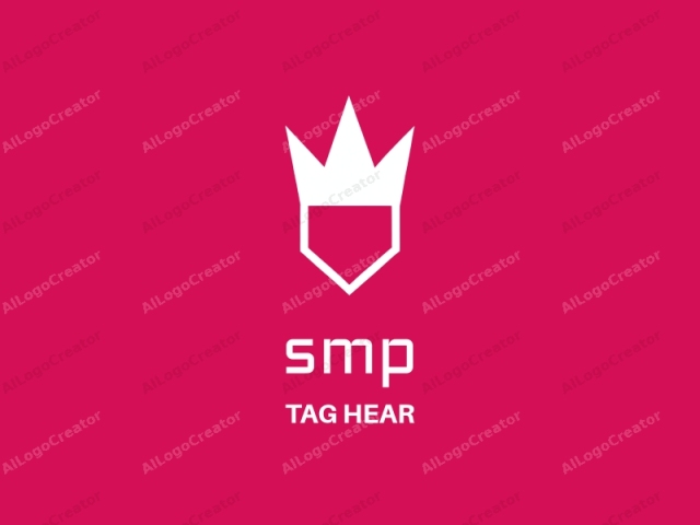 This image is a minimalist logo featuring a stylized white crown on a vibrant magenta background. The crown symbol, centrally placed, consists of three pointed triangular peaks converging at the top, reminiscent of royal insignia. The design is clean and