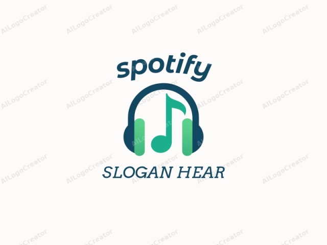 a stylized earphone icon in a minimalist design. The logo features a simplified, modern illustration of a pair of earphones in a flat, vector-like style. The earphones are rendered in dark blue and light green, with a gradient transition