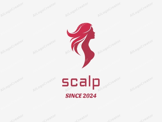 This digital logo features a stylized silhouette of a female figure, rendered in a modern, minimalist style. The figure is shown facing left, with her long hair cascading downwards in flowing curves. The hair transitions smoothly from the back of the head