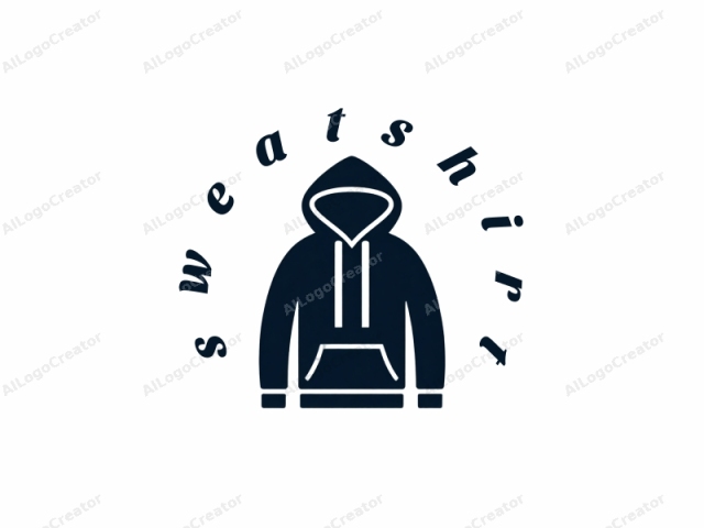 in black. This is a simple, monochromatic logo design of a hoodie, depicted in solid black on a white background. The hoodie is stylized with clean lines and no intricate details, making it highly recognizable and easily scalable. It features a