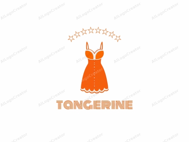 Ein minimalistisches Design. Dieses Bild ist eine digitale Illustration, die ein einfaches Kleid mit einem sauberen, modernen Ästhetik darstellt. Das Kleid ist in einem einheitlichen Orangeton gehalten, wobei die Ärmel, das Oberteil und der Saum schwarz umrandet sind. Das Kleid hat dünne Träger