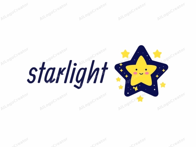 depicting a cheerful yellow five-pointed star. The star, centrally placed, has a simple, cartoonish design, with its five points smoothly curved and slightly tapered. Its face is drawn with two small, circular eyes, each with a black dot