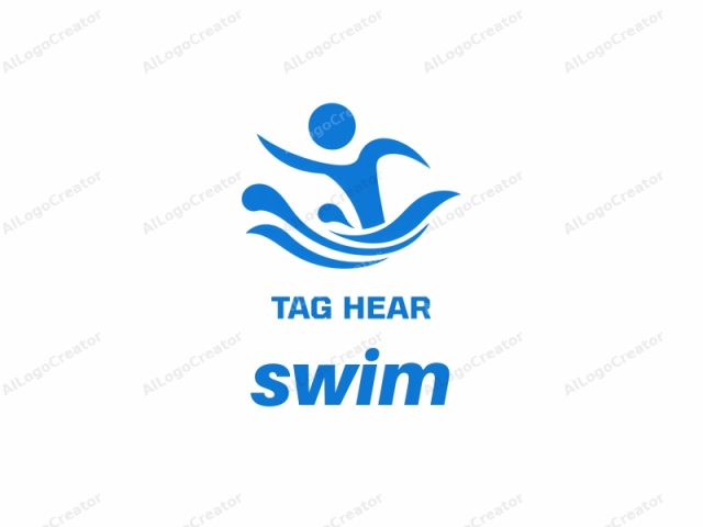 This is a minimalist, blue, vector-style logo featuring stylized figures of a human and a water element. The logo is created using solid fills and smooth lines, giving it a clean, modern, and easily recognizable appearance. At the center,