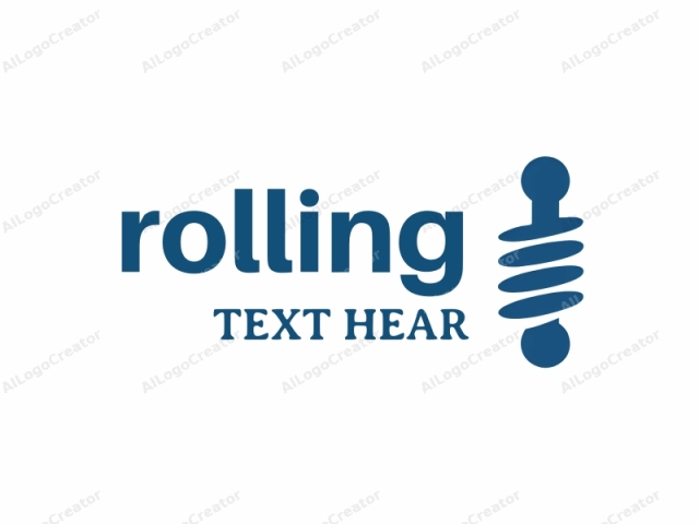 The image is a minimalist, abstract logo design in a monochromatic blue hue. The logo depicts a stylized representation of a spiral or helical shape. It features a series of concentric, circular ridges that resemble springs, with the