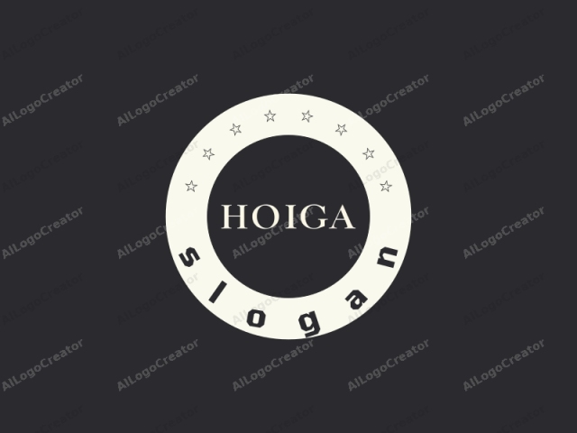 La imagen es un gráfico digital que presenta la palabra "HoiGA" en una tipografía serif grande, colocada sobre un fondo negro sólido. El texto está posicionado en el centro del marco y está renderizado en un color beige claro o blanco roto, creando un