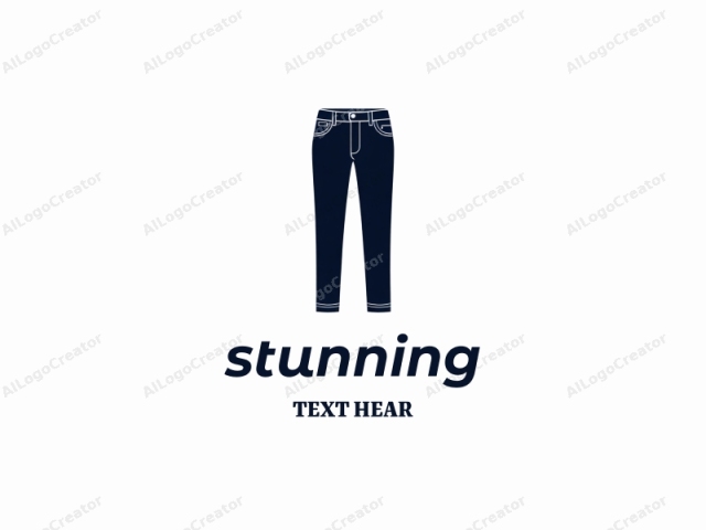 a pair of dark navy blue denim jeans. The jeans are depicted in a minimalist, digital illustration style with a clean, flat design. The logo image is devoid of any additional textures or shading, focusing solely on the essential lines and shapes. The