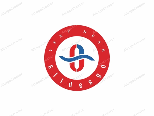 which is digitally created and uses a minimalist design. This logo features a stylized, abstract figure in the shape of a capital "O" with two curved segments attached to it. The left and right sections of the "O" are colored red