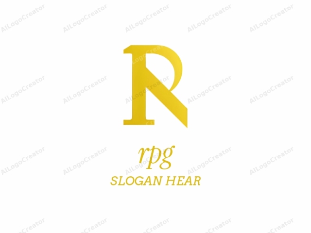 Das Logo zeigt einen fett gedruckten, großgeschriebenen Buchstaben "R" in einem modernen Serifenstil. Das "R" ist in einem lebendigen, metallischen Goldton dargestellt, was ihm ein auffälliges und luxuriöses Aussehen verleiht. Das Design des Buchstabens umfasst dicke, scharfe Kanten,