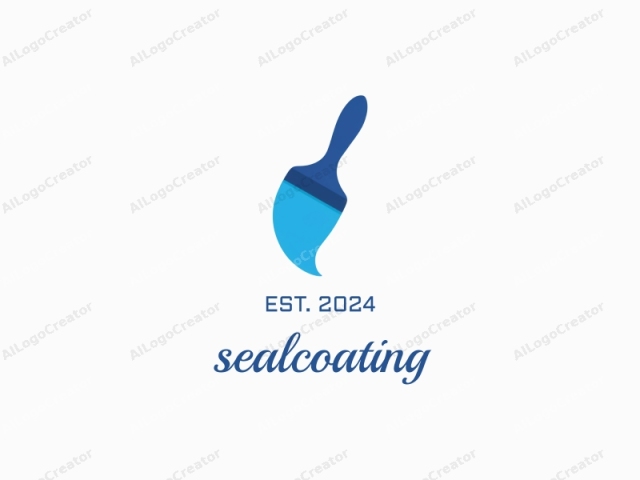 The image features a stylized paintbrush rendered in a modern, minimalist design. The brush is predominantly depicted in a vivid sky-blue color, symbolizing freshness and creativity. Its handle is a simple, curved shape with a small, rounded knob,