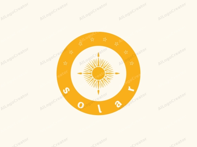 Das Logo zeichnet sich durch ein minimalistisches Design aus, das eine stilisierte Sonne darstellt. Die Sonne ist in einem kühnen, einfarbigen Gelb dargestellt, mit scharfen, symmetrischen Strahlen, die sich vom zentralen Scheibe nach außen erstrecken. Die Strahlen strahlen gleichmäßig vom Zentrum der Sonne aus und bilden