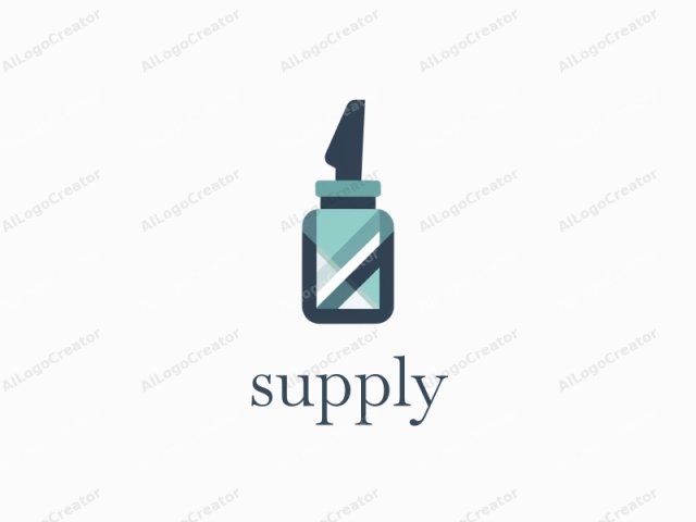 The image is a digital logo illustration featuring a stylized, simplified bottle. The bottle is rendered in a clean, modern design with flat colors and minimalistic details, characteristic of a minimalist aesthetic. It stands upright with a rectangular base, showcasing a