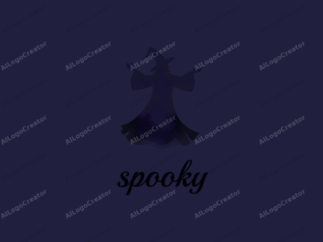 in which you create a magical scene with a witch casting a spell. The logo image is a digital drawing in a vibrant and whimsical style. The scene features a large, dark silhouette of a witch standing on a hill at night, with her arms