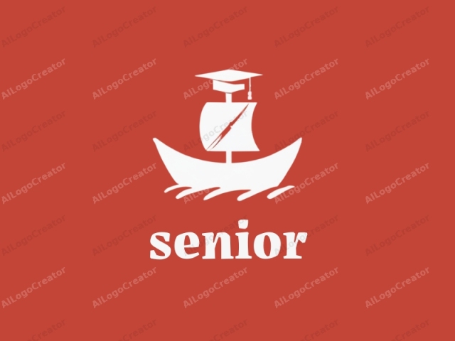 The logo features a minimalist design. It consists of a white silhouette of a sailboat centered against a solid red background. The sailboat has a simple, curved hull and a small sail atop the mast, which is adorned with a traditional graduation cap