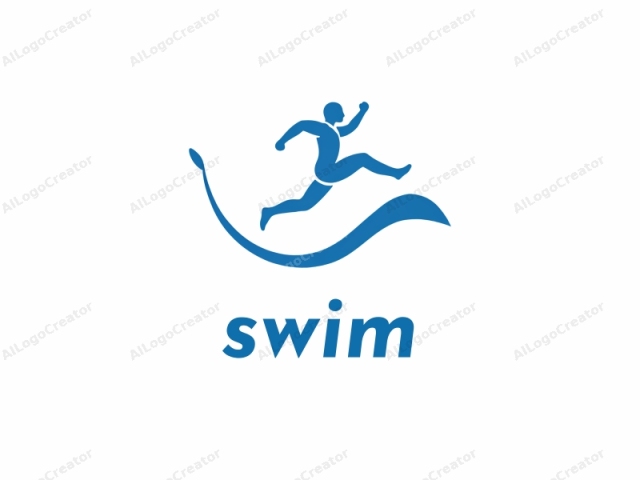 featuring a minimalist blue silhouette of a running person, set against a plain white background. The logo is in a digital drawing style with clean, sharp lines. The running figure is depicted in a dynamic mid-air position, captured in a state of full stride