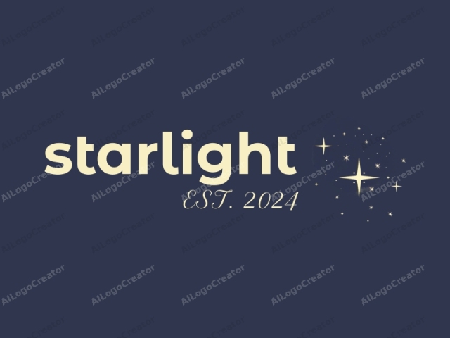 The image is a minimalist, abstract logo design set against a deep navy blue background. At its center is a five-pointed star, rendered in a light beige color, symbolizing the star at the center of a constellation. This star is surrounded