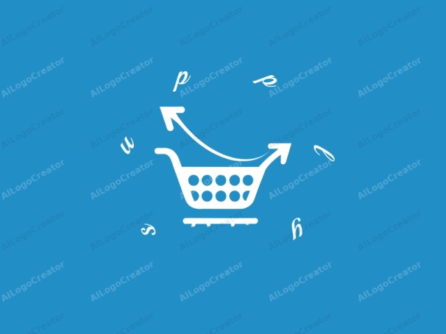 which features a simple, minimalist design. This image is a digital graphic, with a clean and modern style. It consists of a white shopping cart icon centrally positioned against a blue and green background, divided diagonally from the top left corner to the