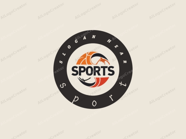 This is a digital graphic representation of a basketball, designed in a minimalist style with a subtle gradient effect. The logo features a circle divided into two sections, with the left half colored in a bright orange resembling the color of a basketball, and the