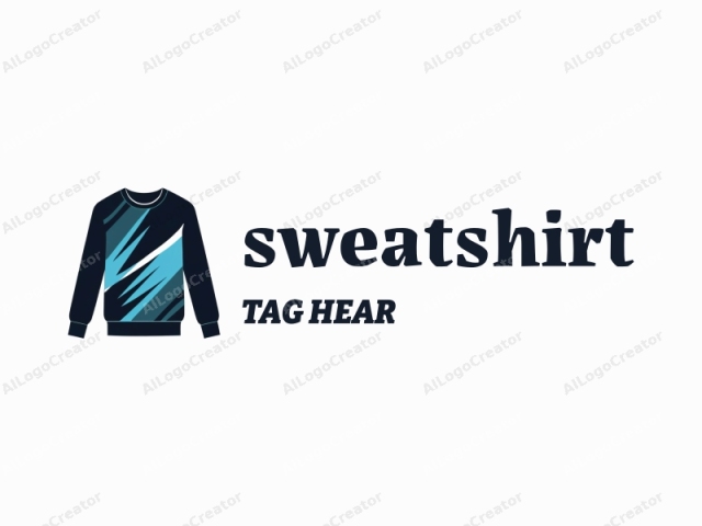 This is a minimalist logo depicting a casual hoodie. The hoodie is designed in a digital vector style, characterized by clean lines and flat colors. It is primarily black with a solid front and sleeves, and a slightly more open neckline. Two striking elements