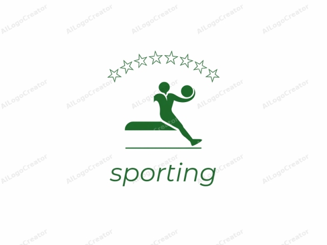 This image is a simplified, vector-style green silhouette drawing on a white background, representing the logo of a sports or health organization. The logo features a person engaged in an athletic movement. The figure is depicted in a dynamic pose, suggesting either a