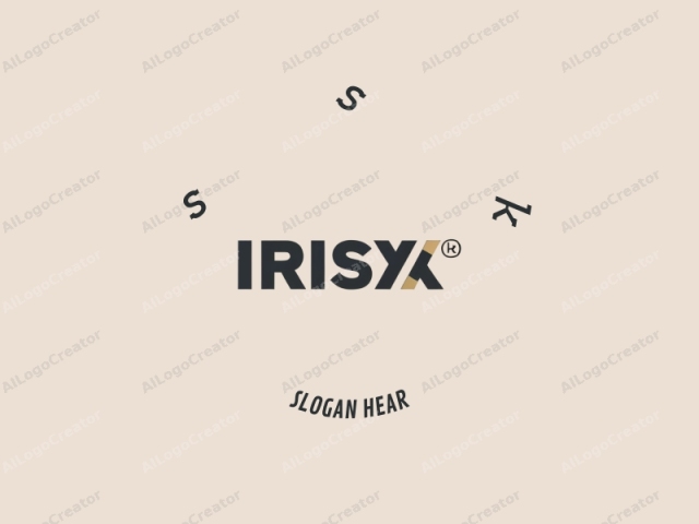 The image features a minimalist logo design with a clean, modern aesthetic. The main element is the word "IRISYX" which is centrally positioned. The letters are in uppercase, bold, sans-serif font. The text is in a dark