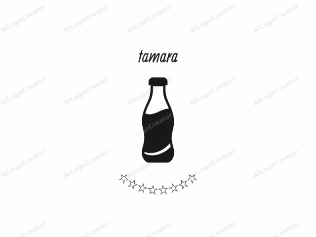 Esta imagen es un logo simple en blanco y negro que presenta una silueta de una botella. La botella se representa en un estilo minimalista, utilizando contornos negros sólidos sobre un fondo blanco puro. La forma es alargada, parecida a una botella de leche de vidrio tradicional con