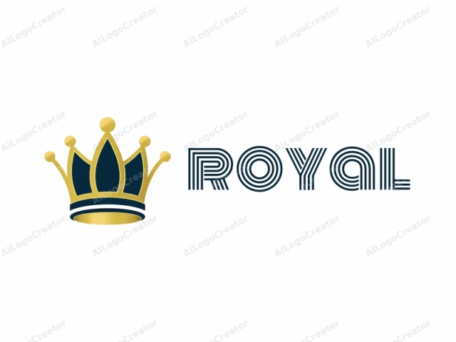 Esta imagen es un logotipo digital de una corona real. La corona se representa en un diseño simplista pero elegante. Está compuesta por tres partes principales: una base, una sección media y una parte superior puntiaguda. La base es gruesa,