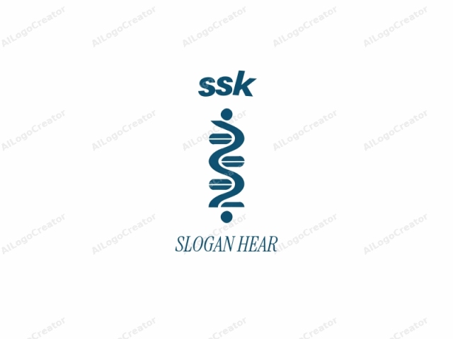 The logo is a minimalist, abstract design featuring a stylized human figure intertwined with a DNA strand. The figure is depicted with two arms and a torso, rendered in a smooth, curved line with no distinct facial features. The body's arms are