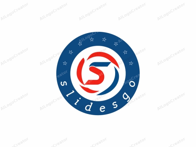 This image is a simple, modern logo consisting of two intertwined, abstract shapes: a red "S" and a blue, curved arrow. The "S" is prominently placed at the top, while the blue arrow forms a spiral around it,