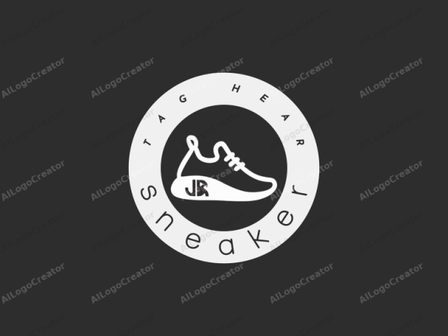 Das Bild ist ein minimalistisches, schwarz-weißes Logo, das eine einfache, stilisierte Umrisslinie eines Sneakers zeigt. Der Sneaker ist im Profil dargestellt, mit der Spitze nach links. Es ist in einem sauberen, modernen Stil gezeichnet.