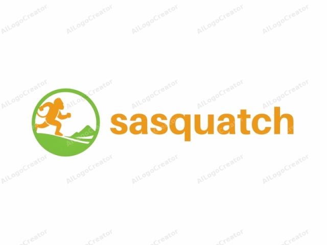 a monkey running. The logo features a stylized, cartoonish image of a monkey running on a green hillside. The monkey, drawn in a vibrant orange, is depicted in a mid-gesture, with one arm raised as if holding something