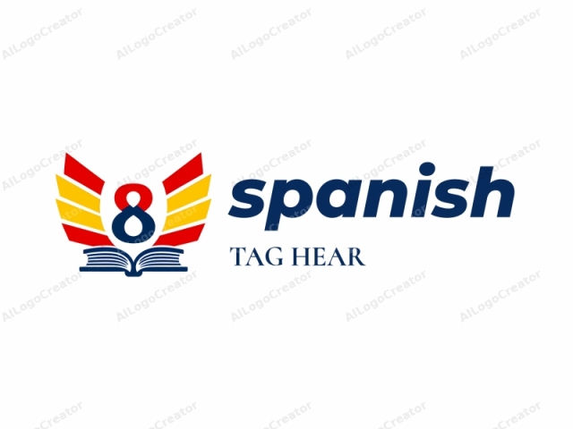 which is digitally created and features a clean, modern design. The logo consists of a stylized eagle with spread wings, positioned centrally. The eagle's wings are vibrant and symmetrical, with the left wing in red and the right wing in yellow