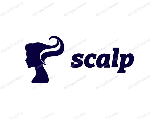 This logo is a minimalist and stylized drawing of a woman's profile in solid dark blue color against a stark white background. The profile silhouette is smooth and devoid of any facial features, with a slight tapering at the chin, indicating a feminine