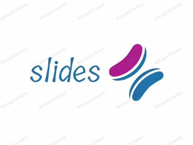 The logo consists of two large, smooth, oval shapes, one on top of the other, creating a stacked design. The top oval shape is a vivid magenta hue with a slight gradient, while the oval beneath it is a vibrant blue.