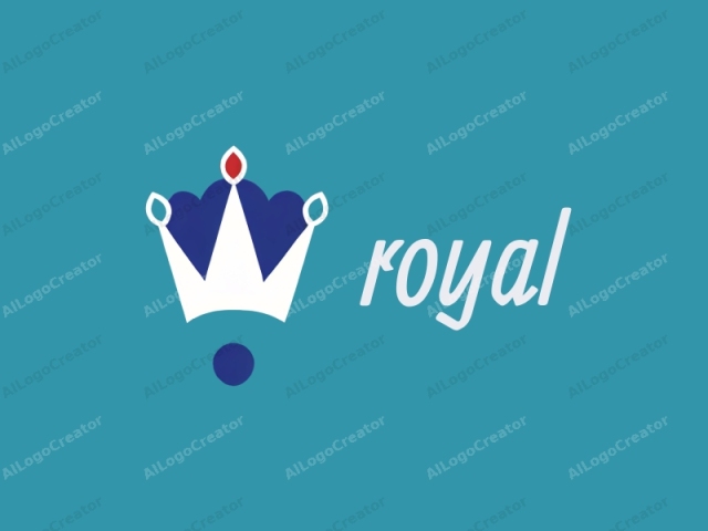 Este es un diseño de logo digital en un estilo moderno y minimalista. El logo presenta una corona estilizada en su centro. La corona es principalmente blanca con detalles en azul y rojo. Los detalles azules se encuentran en los puntos izquierdo y derecho de la corona.