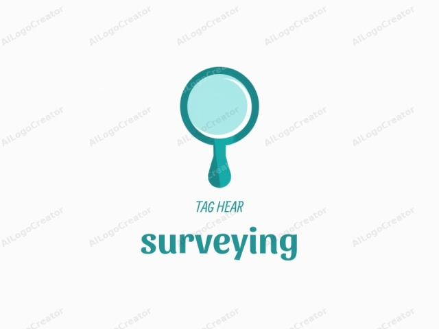 This minimalist logo features a modern, clean design with a simple, circular shape. The central element is an oval magnifying glass, which takes up most of the image space. The magnifying glass has a light blue tint, and its handle is