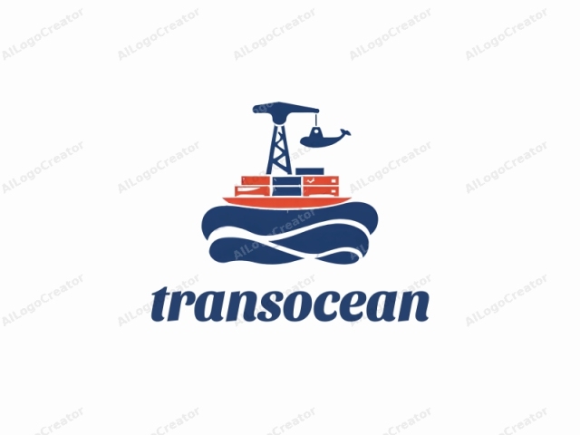 This logo is in the style of a simple, modern graphic design. It depicts a stylized cargo ship set against a white background. The ship is illustrated in navy blue, with bold, clean lines. The ship's hull is flat and minimal