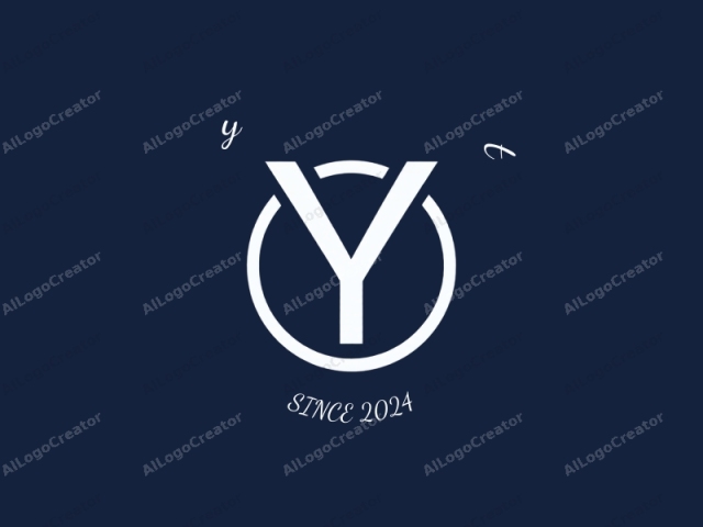 This is a digital graphic representation of a corporate or brand logo. The logo features a bold, modern design. It is set against a dark navy blue background, providing a stark contrast that makes the elements within the logo stand out prominently. At the