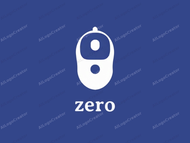 This logo is a minimalist, abstract design, featuring a simplified, stylized representation of a computer mouse. The entire logo is in white, set against a solid blue background. The mouse is depicted with a large circular button at the top, representing