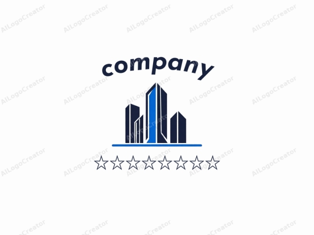 This logo features a modern, minimalist design, with a clean and straightforward composition. The image consists of a stylized architectural representation set against a plain white background. The architectural elements are depicted in a geometric, cubist style using a limited color palette