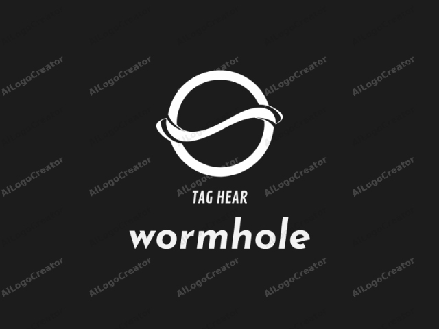 The image is a minimalist, digital logo set against a black background. It features a simple, stylized design consisting of a white circle with a smooth, curved line inside it. The curve forms a continuous loop, creating a sense of fluidity