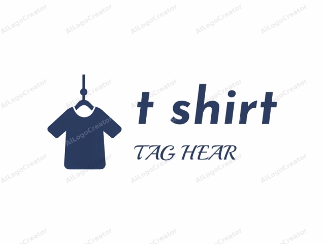 using clear and concise language. The image is a simple, vector-style logo, devoid of intricate details or text, focusing solely on the silhouette of a blue t-shirt. The t-shirt is depicted in a dark blue, solid color with no additional