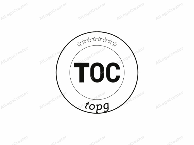 This is a minimalist black and white logo for the acronym "TOC," typically referring to "Table of Contents." The logo consists of a single word, "TOC," written in bold, uppercase sans-serif font with a clean, modern design